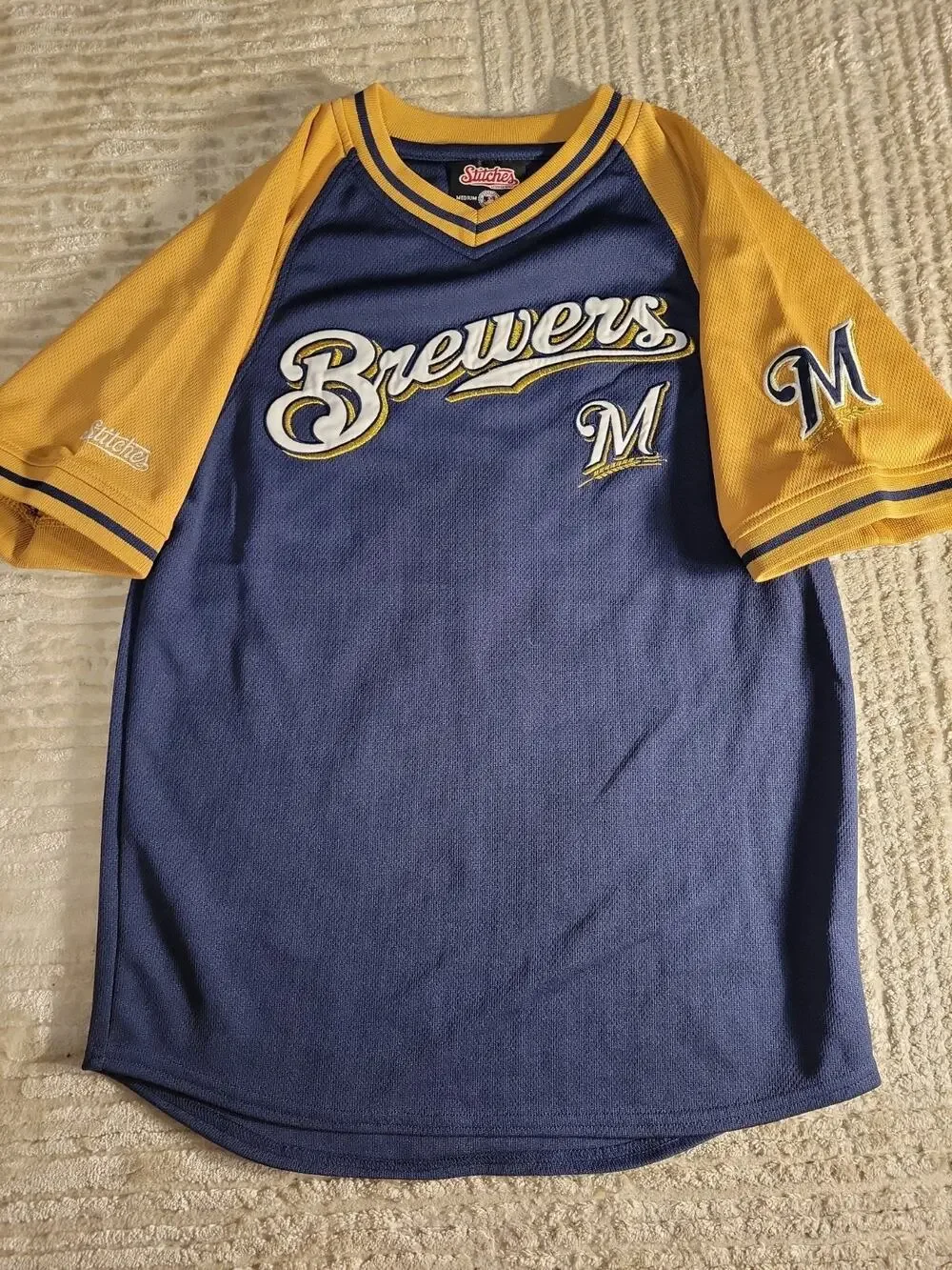 Stitches Milwaukee Brewers Jersey baseball MLB Youth Size Medium Boys Kids